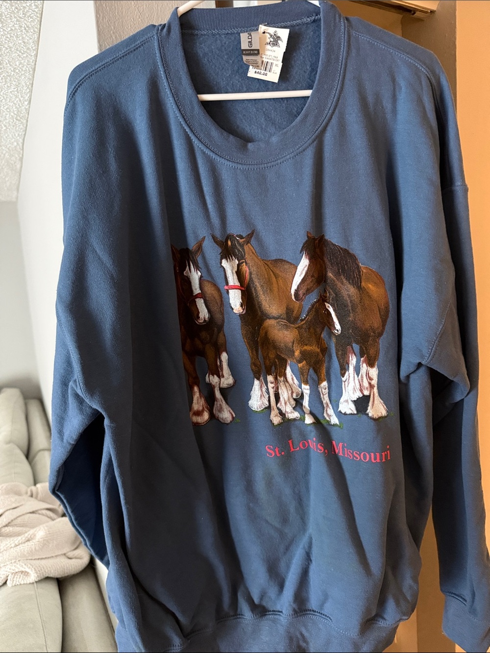 New w/Tags Anheuser Busch Navy Horse Graphic Sweatshirt - St. Louis, Missouri